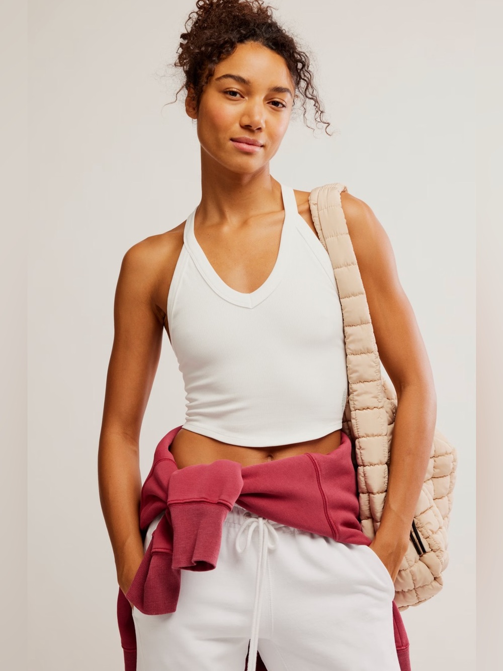 FP Movement All Clear Cami NWT Size XS/S Free People V-Neck Crop Tank Top White - Picture 5 of 10